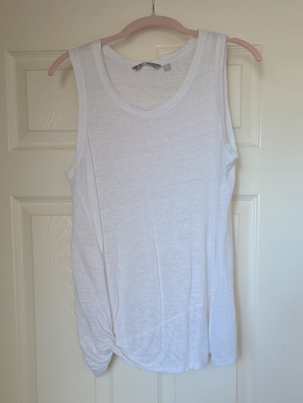 Athleta White Sleeveless Side-Knot Hem Tank Top